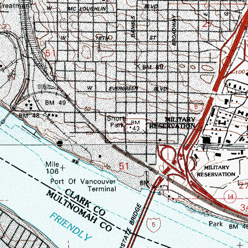 Topographic Map of Short Park, WA