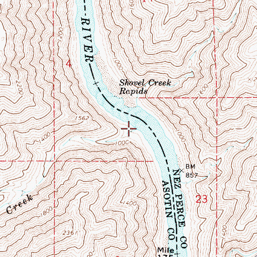 Topographic Map of Shovel Creek, WA