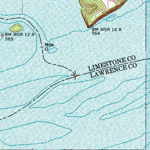 Topographic Map of Elk River Shoals, AL