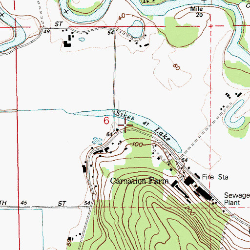 Topographic Map of Sikes Lake, WA
