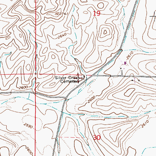 Topographic Map of Silver Creek Cemetery, WA