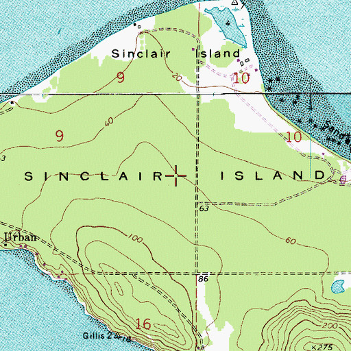 Topographic Map of Sinclair Island, WA