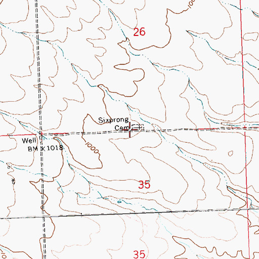 Topographic Map of Sixprong Cemetery, WA