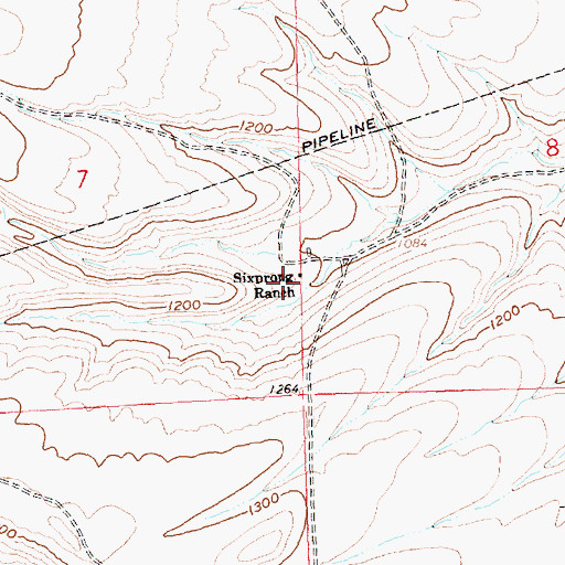 Topographic Map of Sixprong Ranch, WA