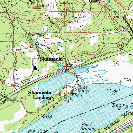 Topographic Map of Skamania, WA