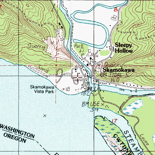 Topographic Map of Skamokawa, WA