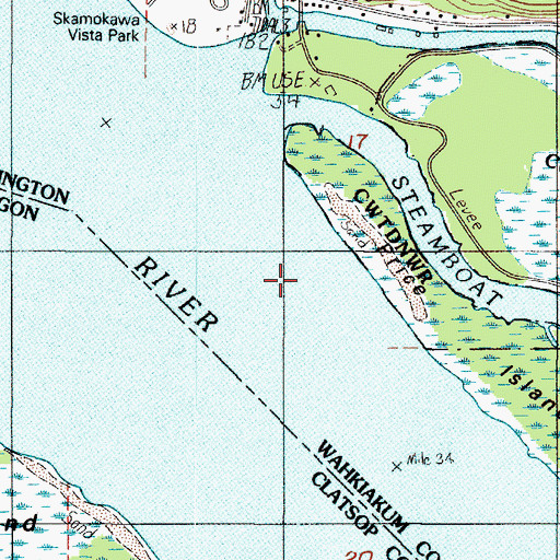 Topographic Map of Skamokawa Channel, WA
