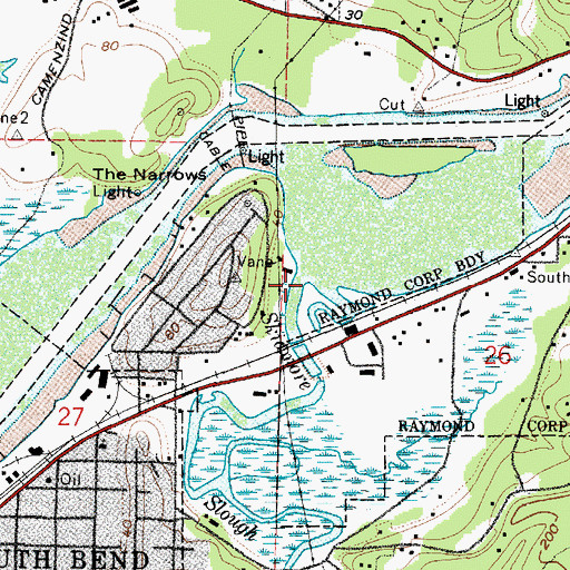 Topographic Map of Skidmore Slough, WA