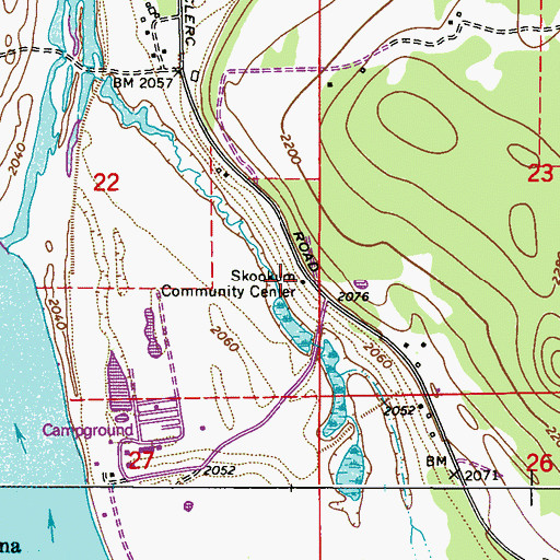 Topographic Map of Skookum Community Center, WA