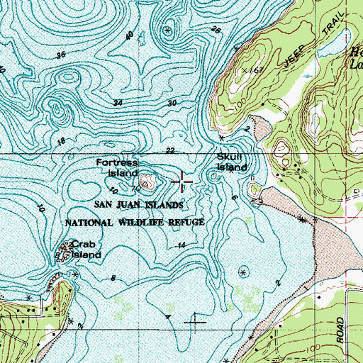 Topographic Map of Skull Island, WA