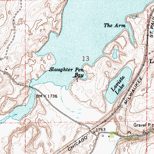 Topographic Map of Slaughter Pen Bay, WA
