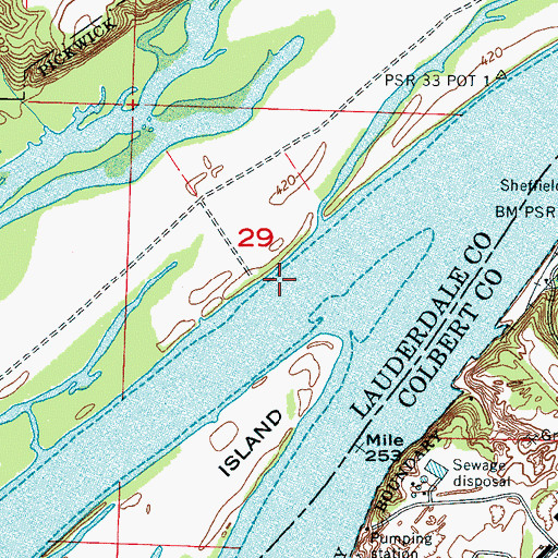 Topographic Map of Tuscumbia Bar, AL