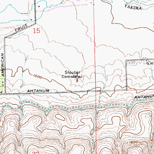 Topographic Map of Sloutier Cemetery, WA