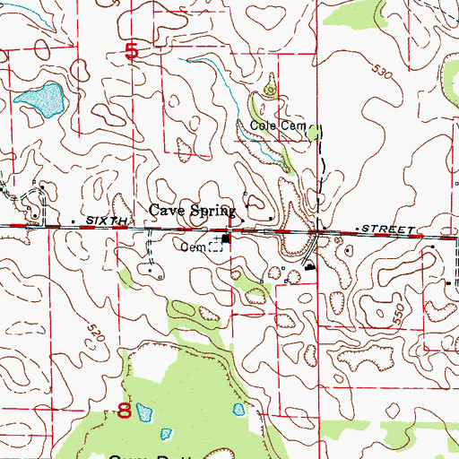 Topographic Map of Cave Spring, AL