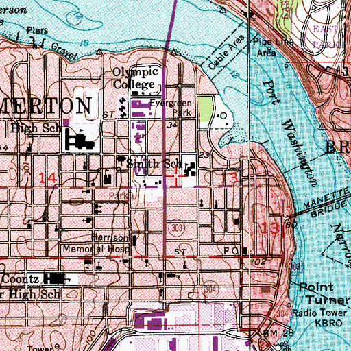 Topographic Map of Smith School, WA