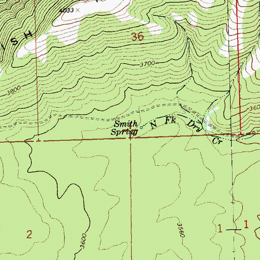 Topographic Map of Smith Spring, WA