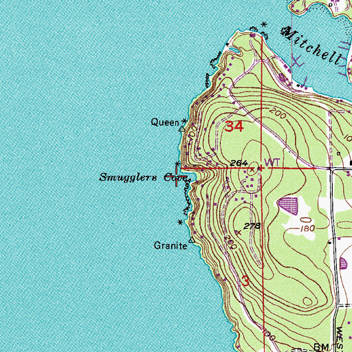 Topographic Map of Smugglers Cove, WA