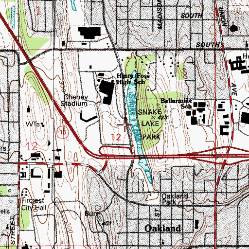 Topographic Map of Snake Lake, WA