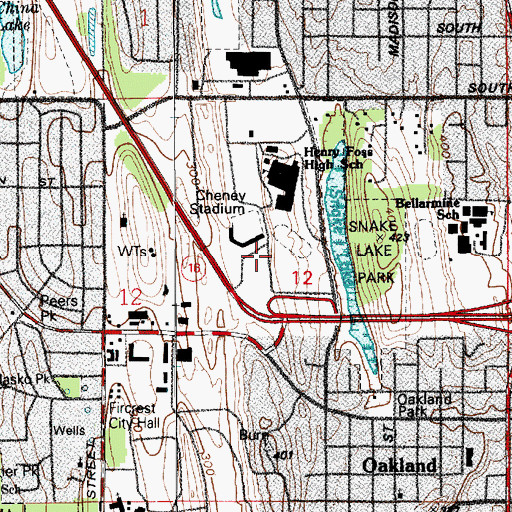 Topographic Map of Snake Lake Park, WA