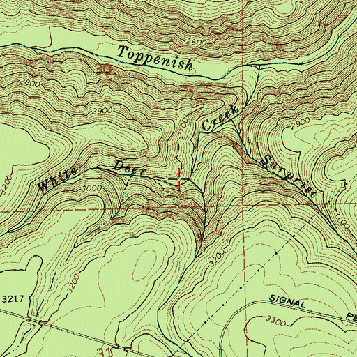 Topographic Map of Snow Creek, WA