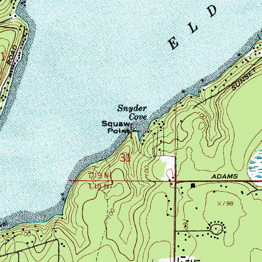 Topographic Map of Snyder Cove, WA
