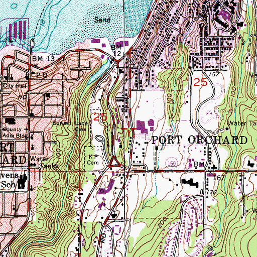Topographic Map of South Kitsap High School, WA