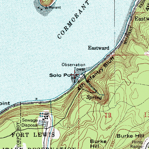 Topographic Map of Solo Point, WA