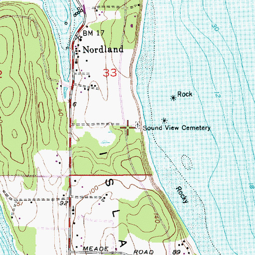 Topographic Map of Sound View Cemetery, WA