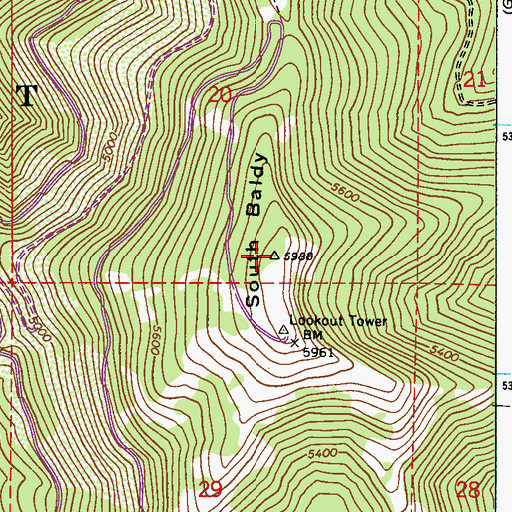 Topographic Map of South Baldy, WA