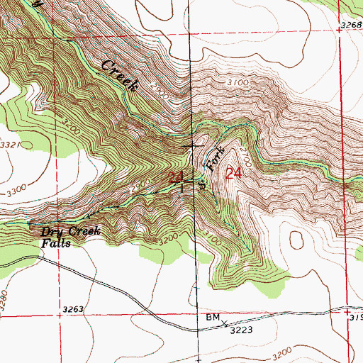 Topographic Map of South Fork Dry Creek, WA