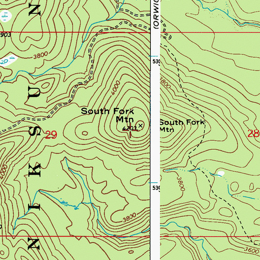 Topographic Map of South Fork Mountain, WA