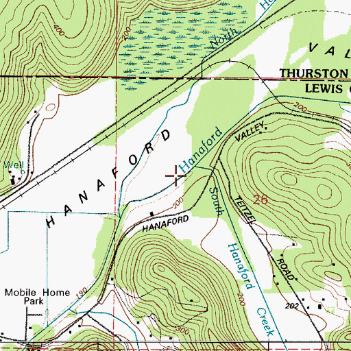 Topographic Map of South Hanaford Creek, WA