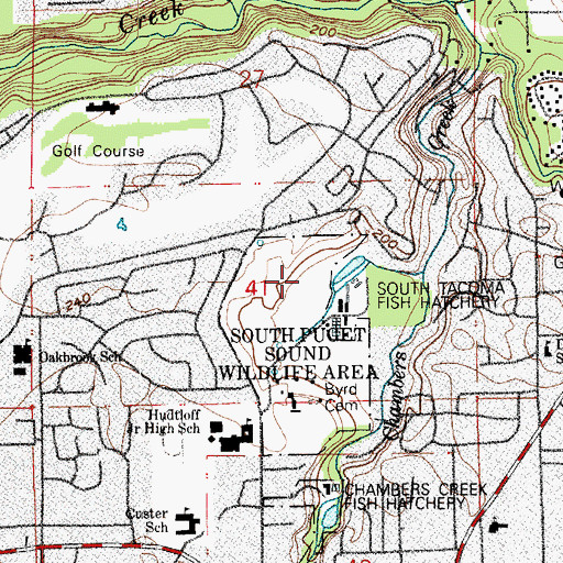 Topographic Map of South Tacoma State Game Refuge, WA