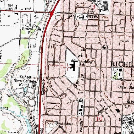 Topographic Map of Liberty Christian School, WA