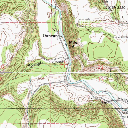 Topographic Map of Spangle Creek, WA