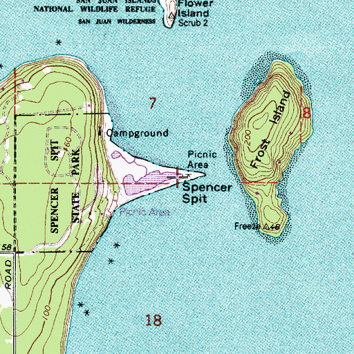 Topographic Map of Spencer Spit, WA