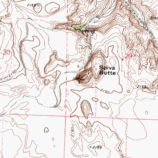Topographic Map of Spiva Butte, WA