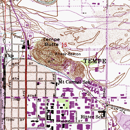 Topographic Map of Sun Devil Stadium, AZ