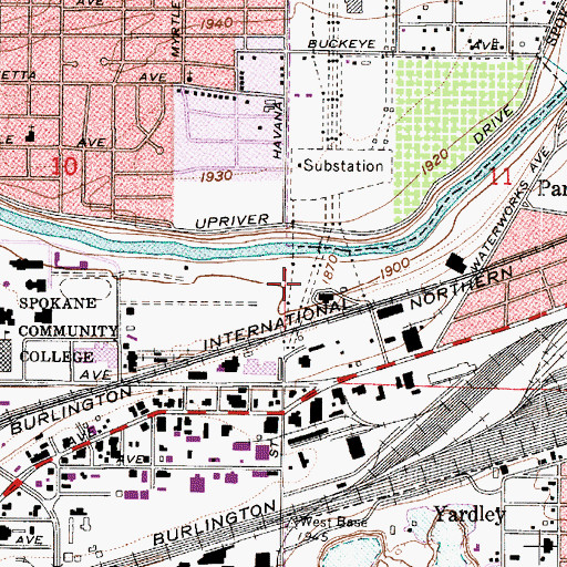 Topographic Map of Spokane Valley, WA