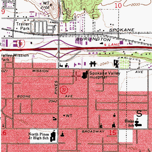 Topographic Map of Valley Hospital and Medical Center, WA