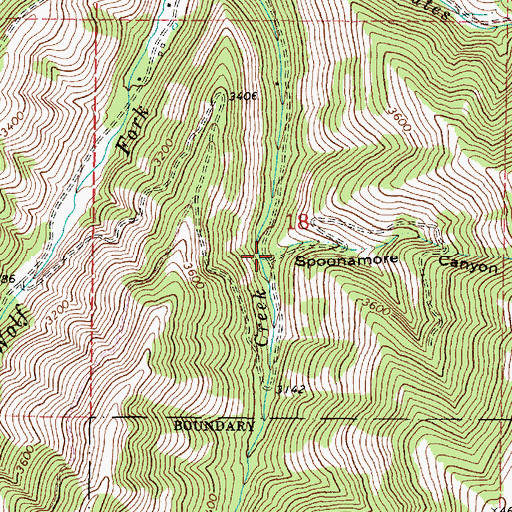 Topographic Map of Spoonamore Canyon, WA