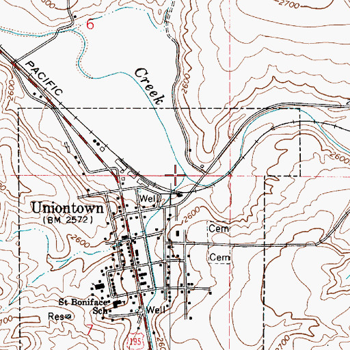 Topographic Map of Spring Creek, WA