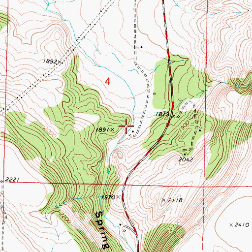 Topographic Map of Spring Creek Canyon, WA
