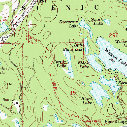 Topographic Map of Spring Lake, WA