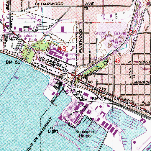 Topographic Map of Squalicum Creek, WA