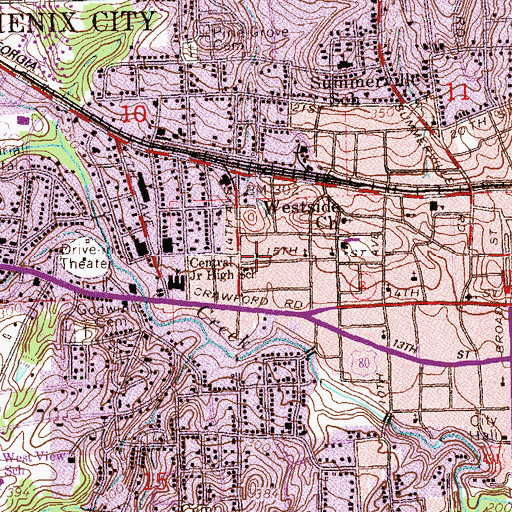 Topographic Map of Phillips Christian Methodist Episcopal Temple, AL
