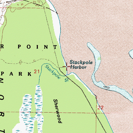 Topographic Map of Stackpole Harbor, WA
