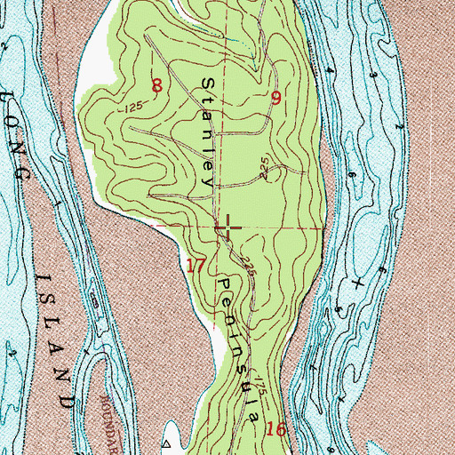 Topographic Map of Stanley Peninsula, WA