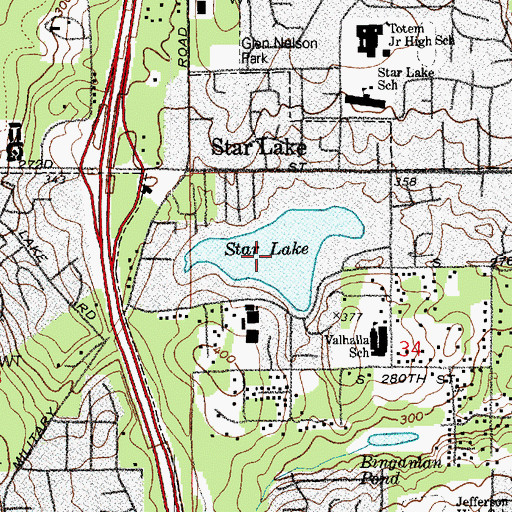 Topographic Map of Star Lake, WA