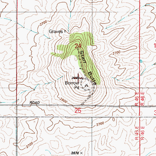 Topographic Map of Starr Butte, WA